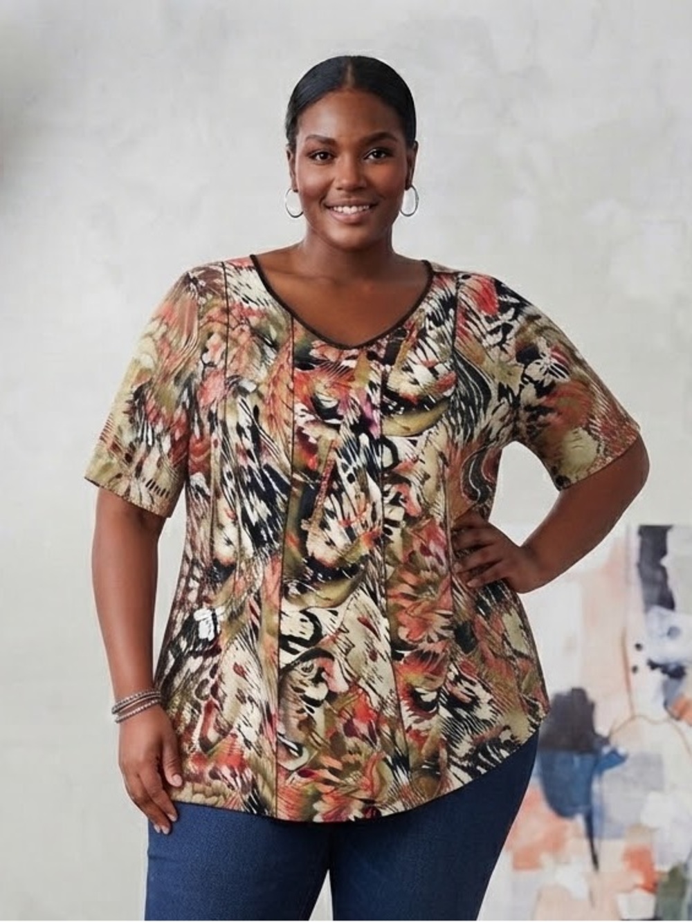 Avenue women's plus-size short-sleeve swing tunic top 3x 4x